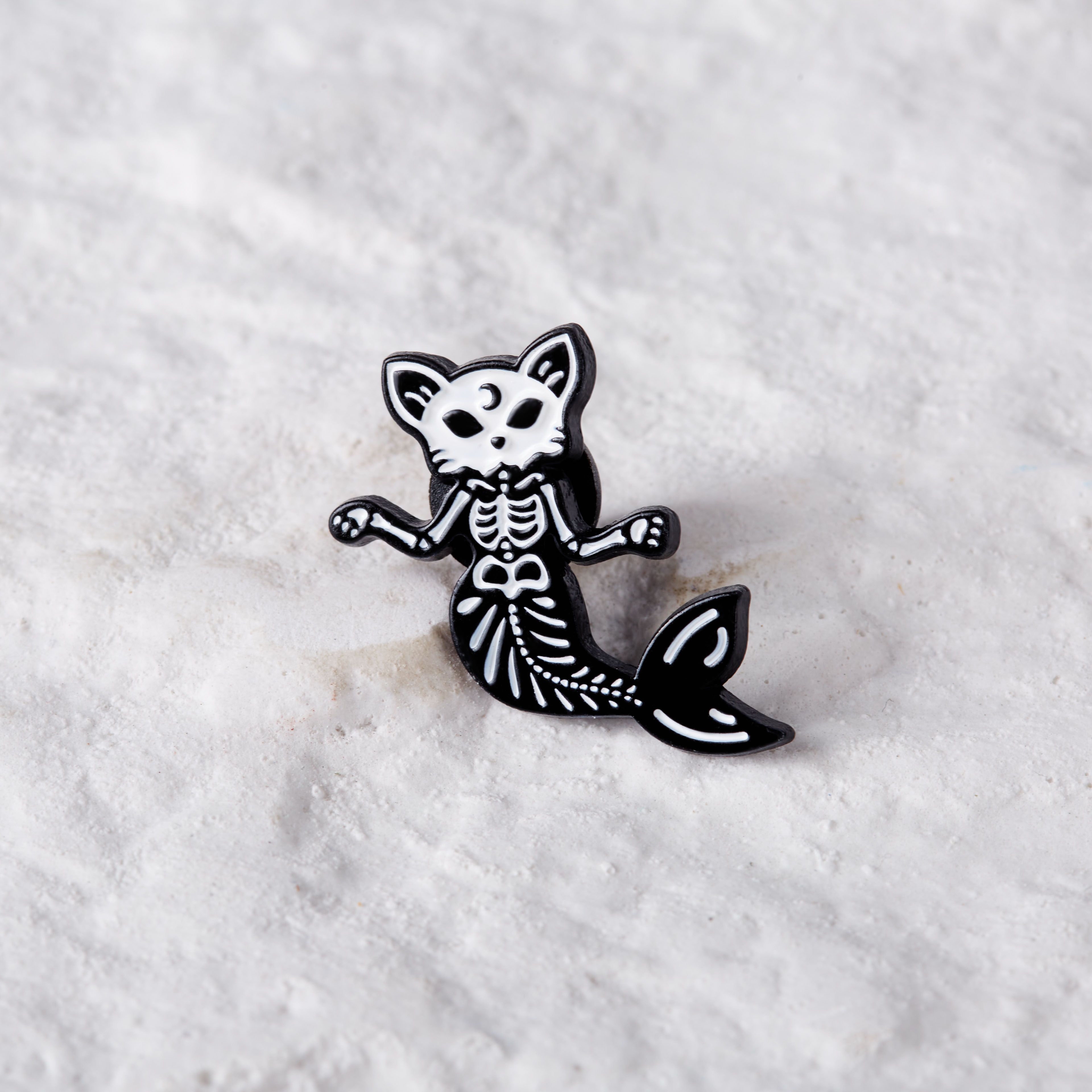 Skeleton Mermaid Cat Pin
