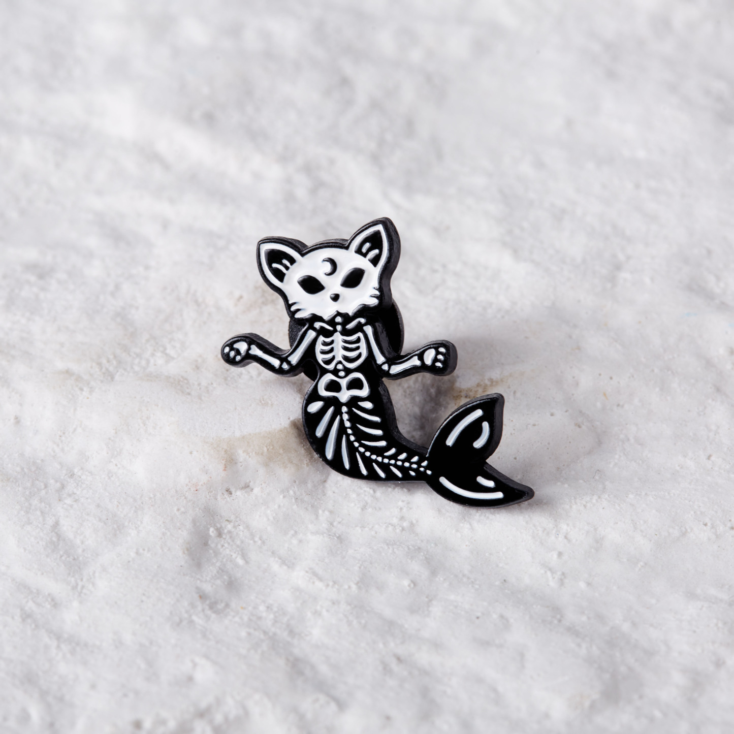 Skeleton Mermaid Cat Pin