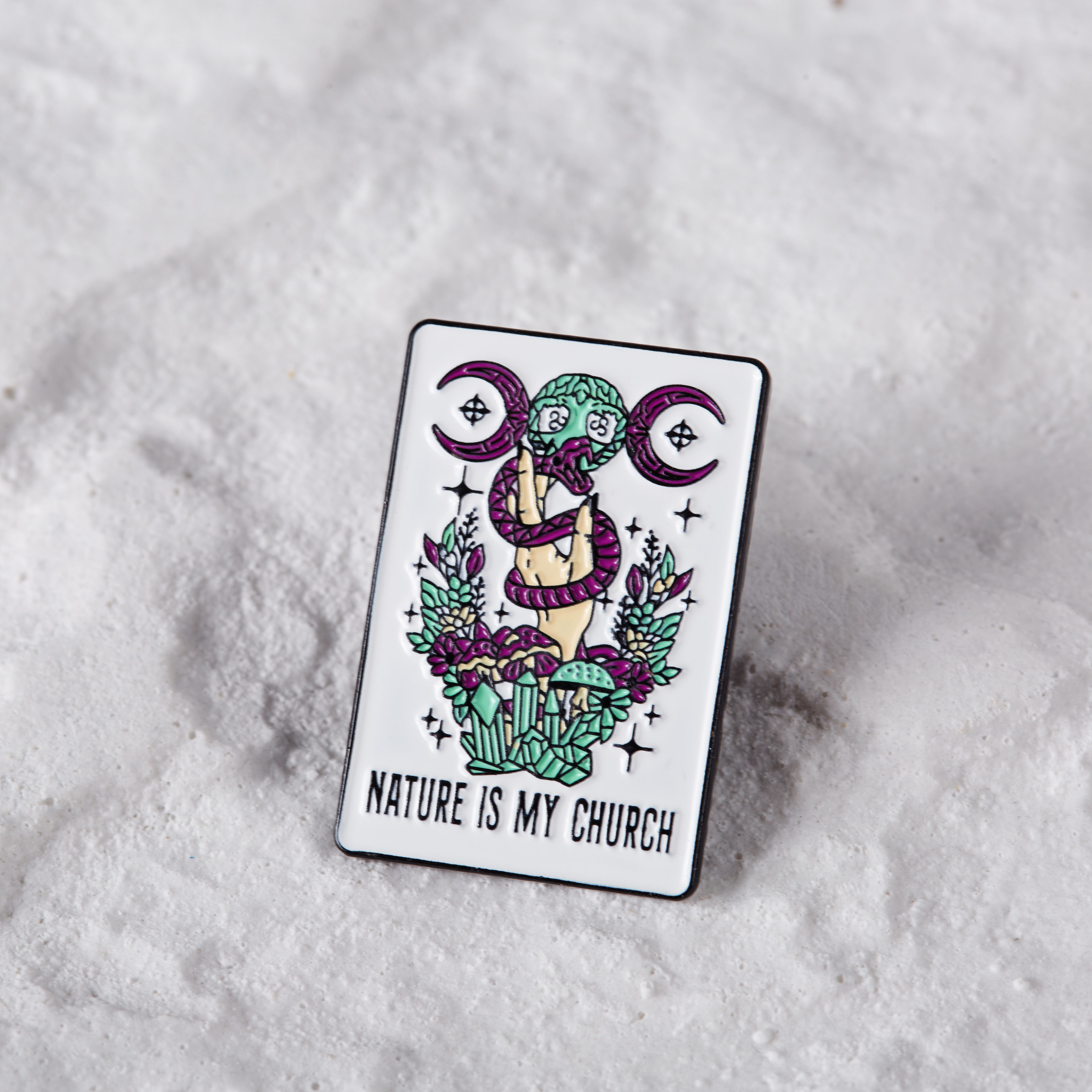 Witchy Snake Nature is My Church Mushroom Pin
