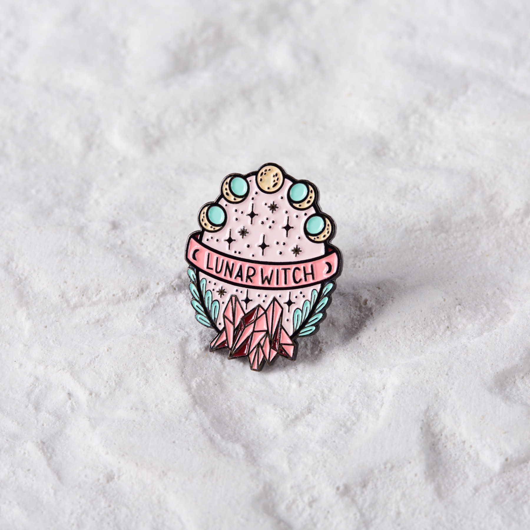 Pink Lunar Witch Moon Pin