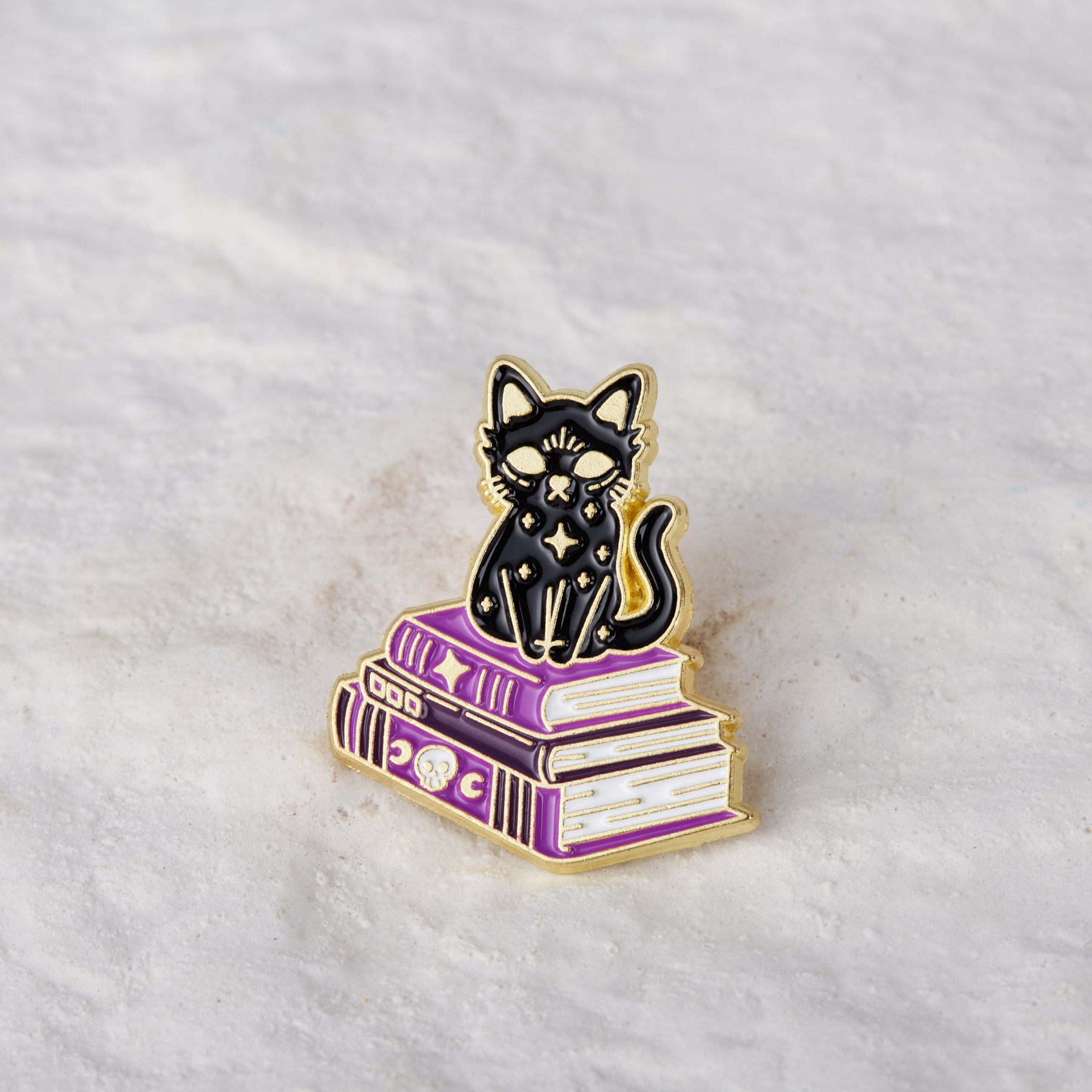 Purplehecate Black Reading Cat Pin