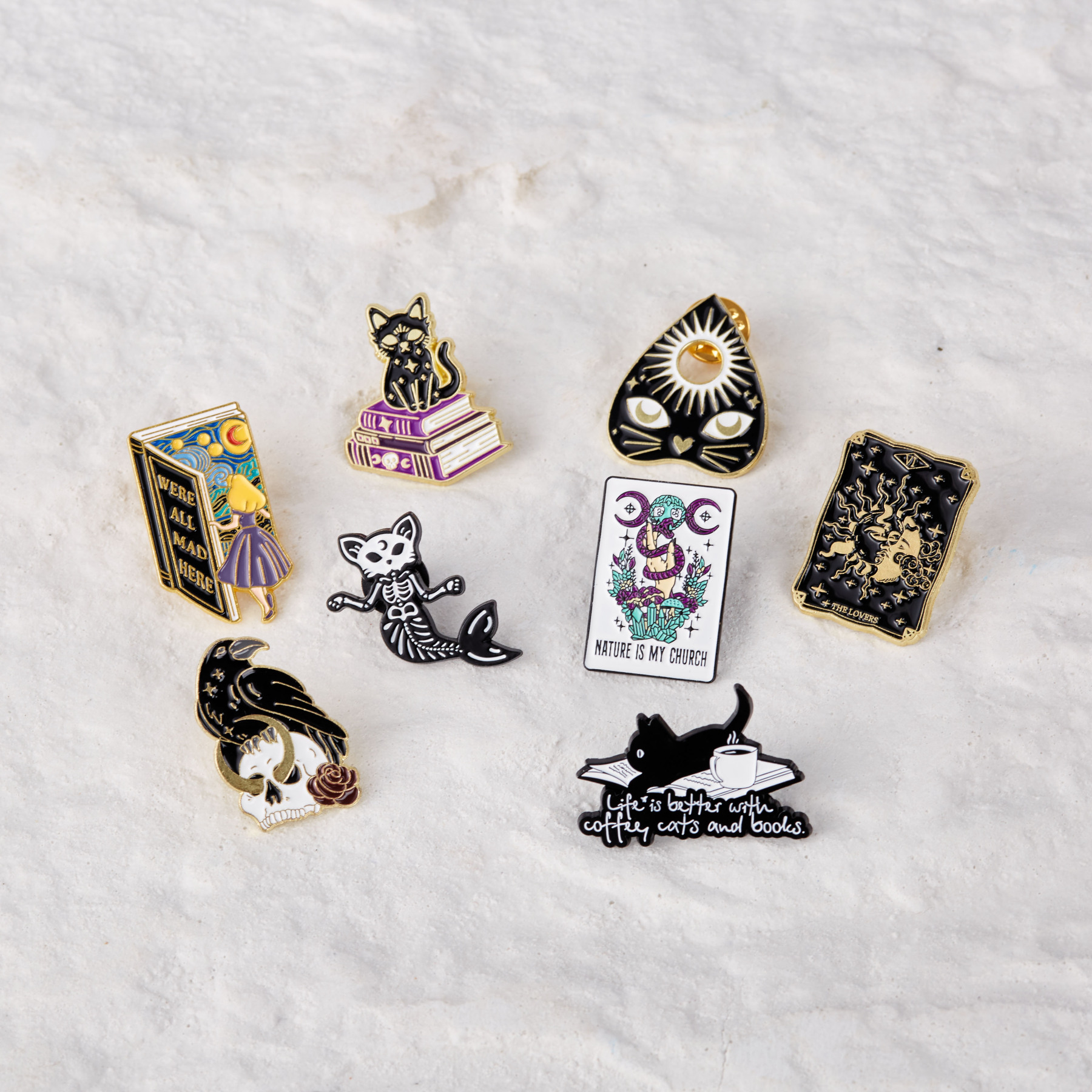 Life Is Better With Coffee Cats And Books Black Cat Pin