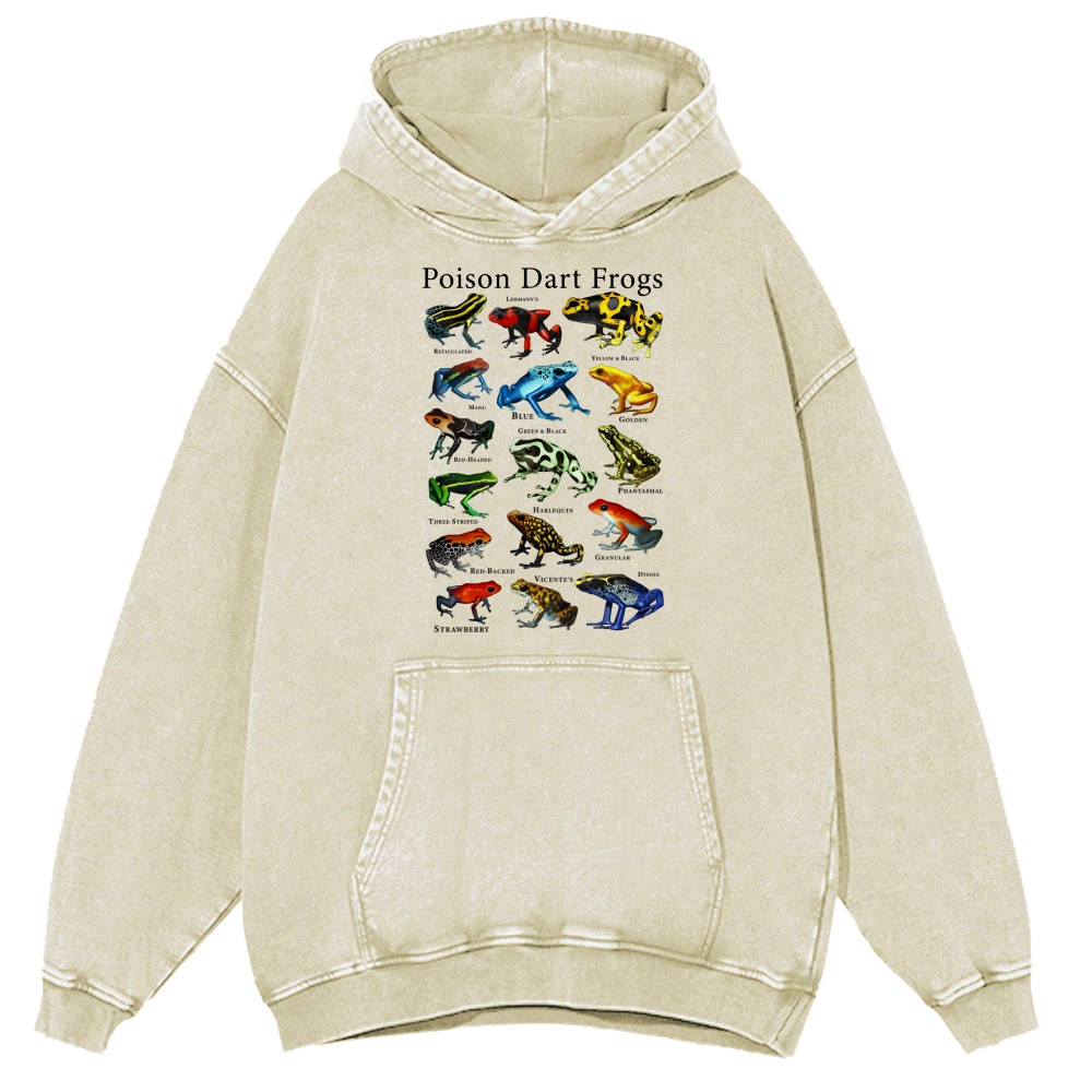 Poison Dart Frogs Unisex Printed Casual Washed Hoodie Sweatshirt
