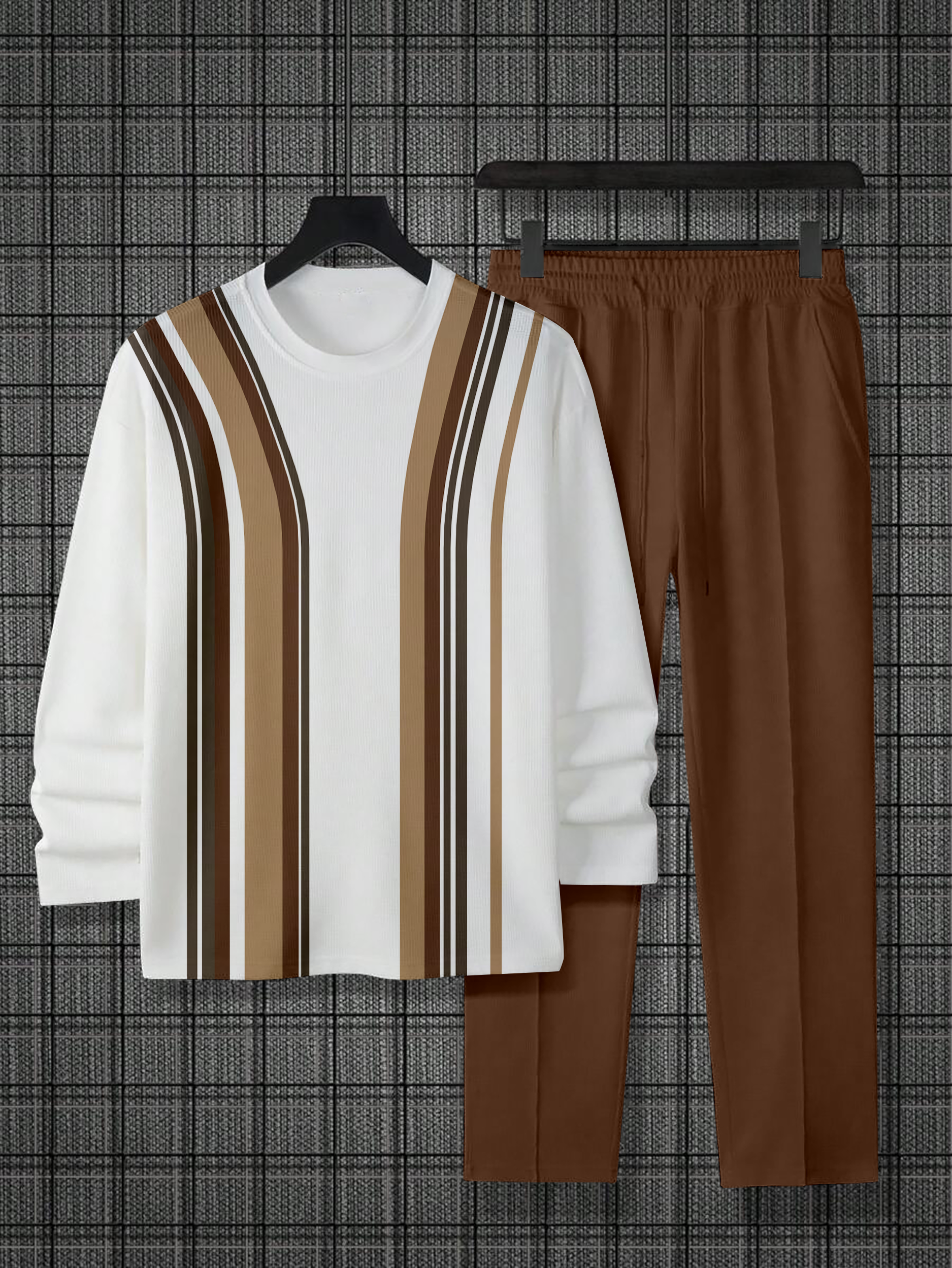 Men's Colorblock Round Neck Casual Sports Set 018