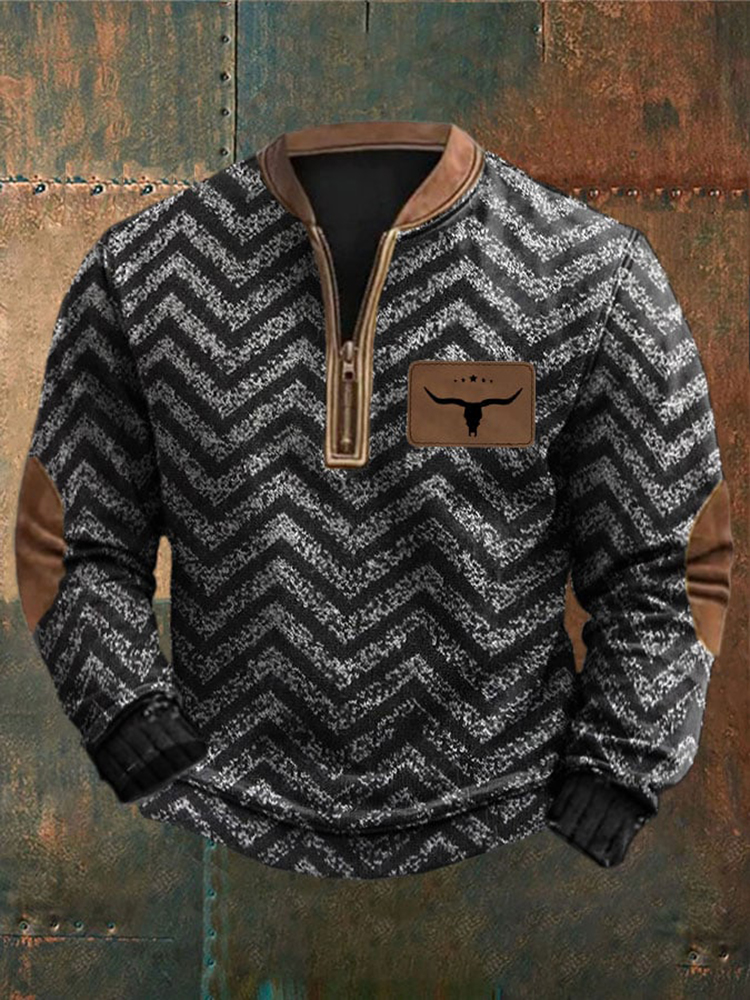 Men's Vintage Zipper Western Top