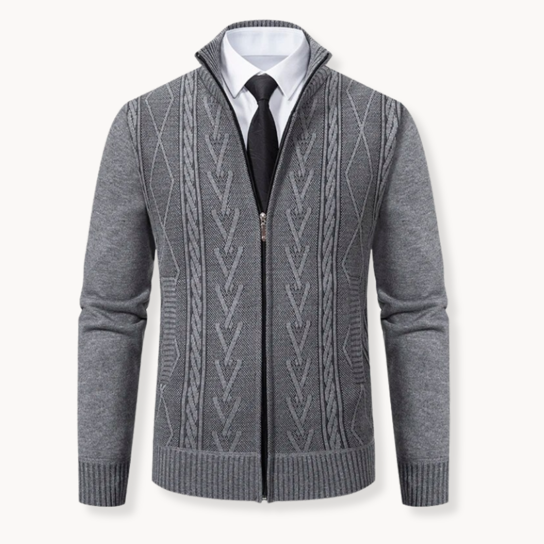 Jacquard Full-Zip Sweater