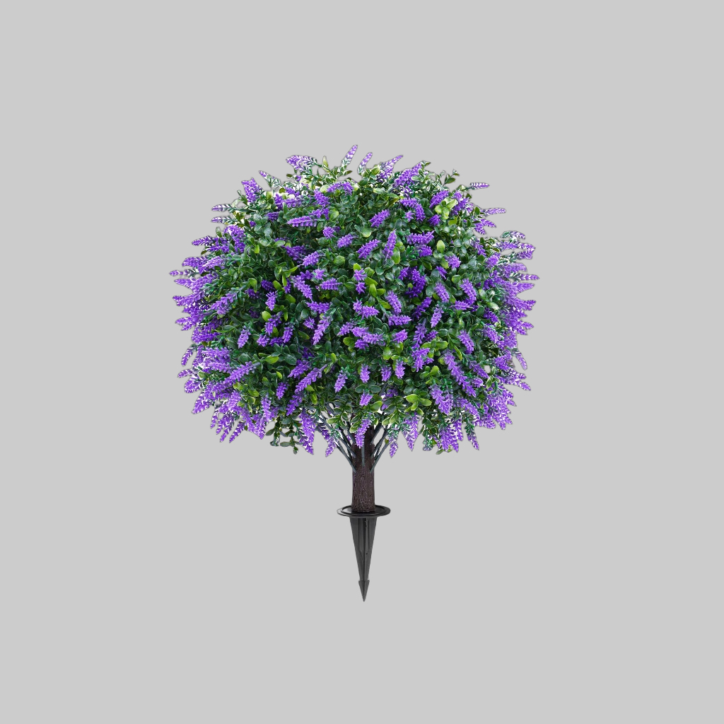 Artificial Lavender Topiary Ball Trees with Ground Spike