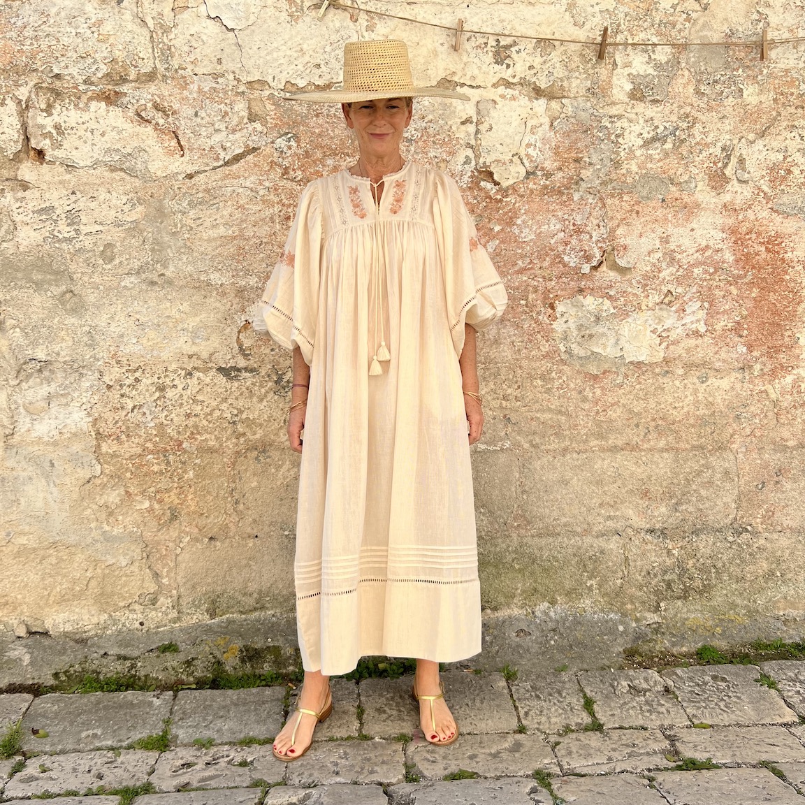 Puff Sleeve White Embroidered Dress