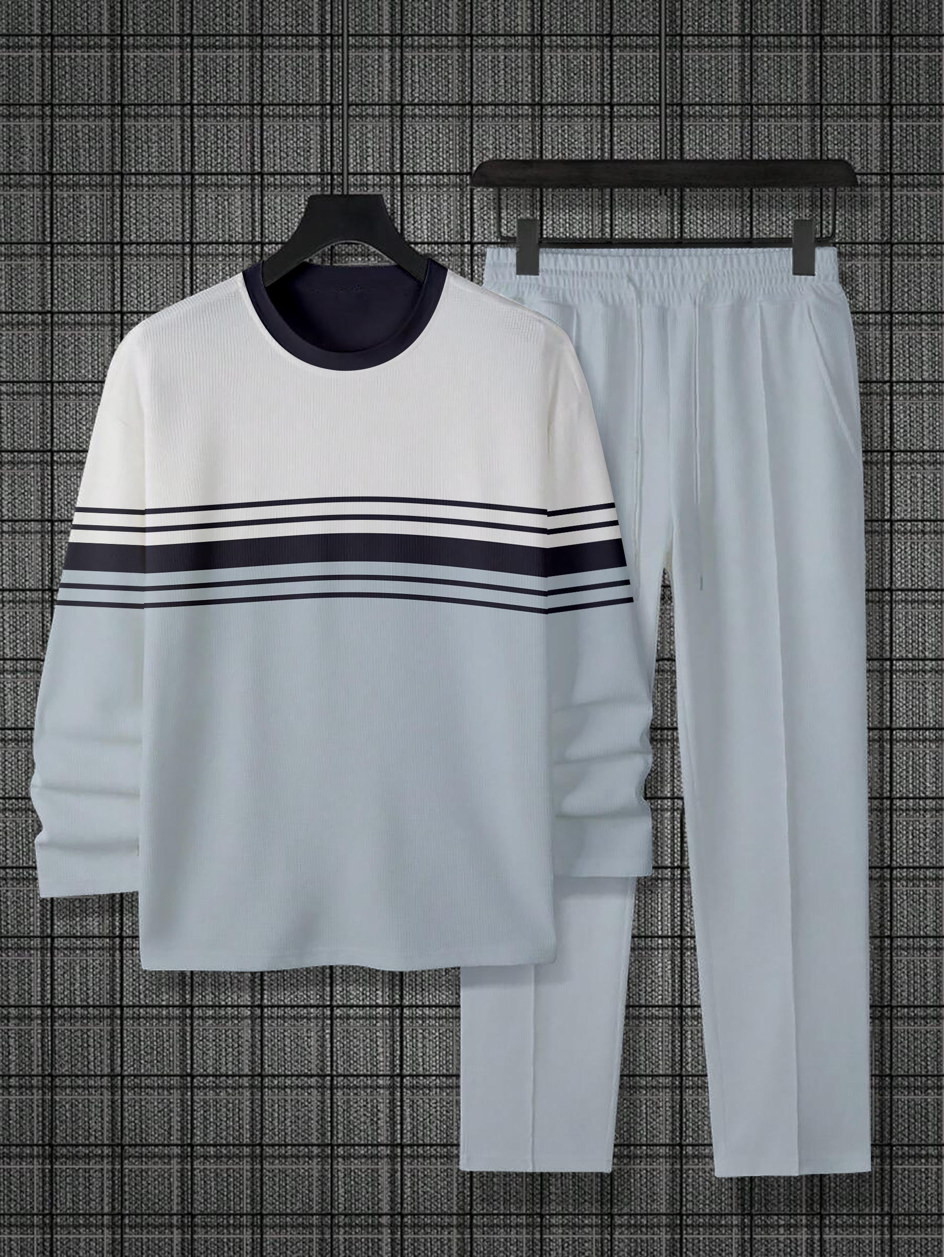 Men's Colorblock Round Neck Casual Sports Set 016
