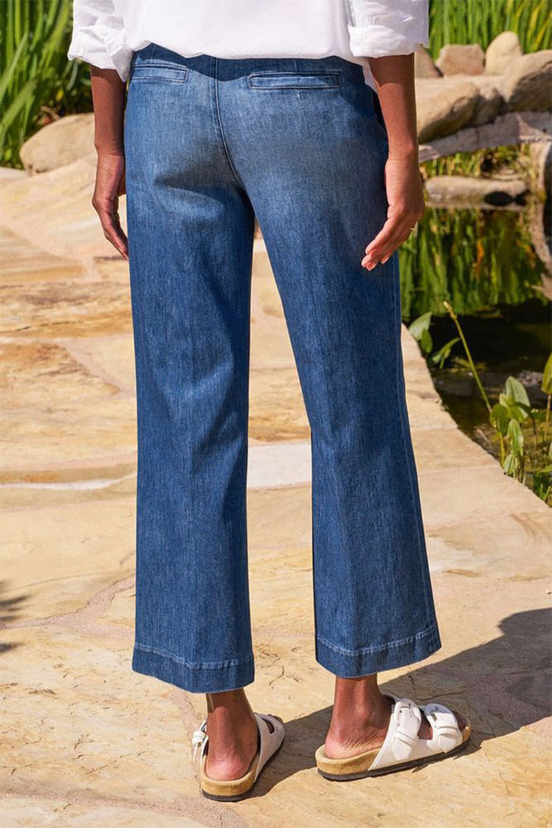 Wash Mid Rise Straight Leg Crop Jeans Without Belt