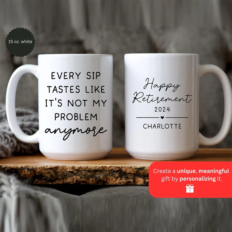 Personalized Retirement Coffee Mug, Happy Retirement Cup,Custom Retirement Gift For Boss Co Worker,Officially Retired Cup For Her