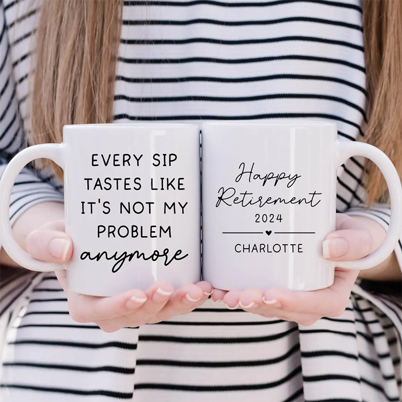 Personalized Retirement Coffee Mug, Happy Retirement Cup,Custom Retirement Gift For Boss Co Worker,Officially Retired Cup For Her