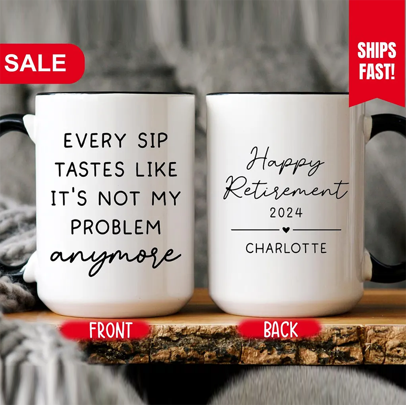 Personalized Retirement Coffee Mug, Happy Retirement Cup,Custom Retirement Gift For Boss Co Worker,Officially Retired Cup For Her