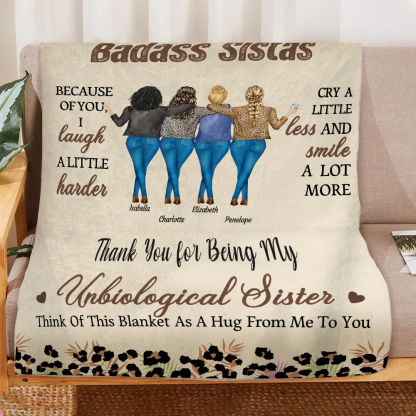 Personalized Leopard Print 2-4 Cartoon Characters Soft Throw Blanket with Name Home Decor Birthday Gift for Sisters Besties
