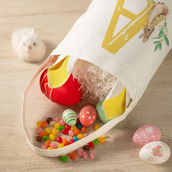 Personalized Cute Peter Rabbit Bunny Ears Bucket Bag with Initial and Name Easter Egg Hunt Basket Birthday Party Favors Gift for Kids
