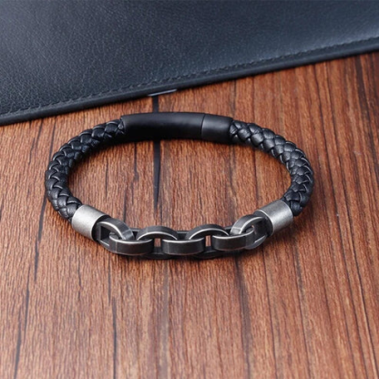 Viking Chain Leather Bracelet