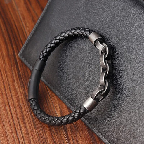Viking Chain Leather Bracelet