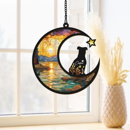Custom Dog Suncatcher With Name And Date, Personalized Couple Dog Memorial Suncatcher, Dog Memorial Gift, Puppy Loss Gift,In Loving Memory