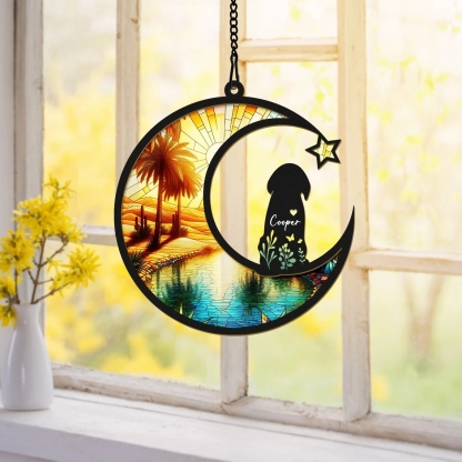 Custom Dog Suncatcher With Name And Date, Personalized Couple Dog Memorial Suncatcher, Dog Memorial Gift, Puppy Loss Gift,In Loving Memory