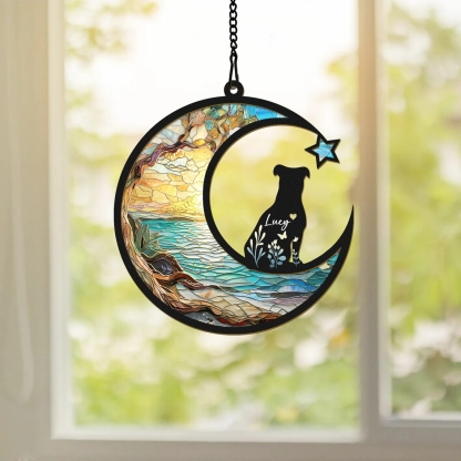 Custom Dog Suncatcher With Name And Date, Personalized Couple Dog Memorial Suncatcher, Dog Memorial Gift, Puppy Loss Gift,In Loving Memory