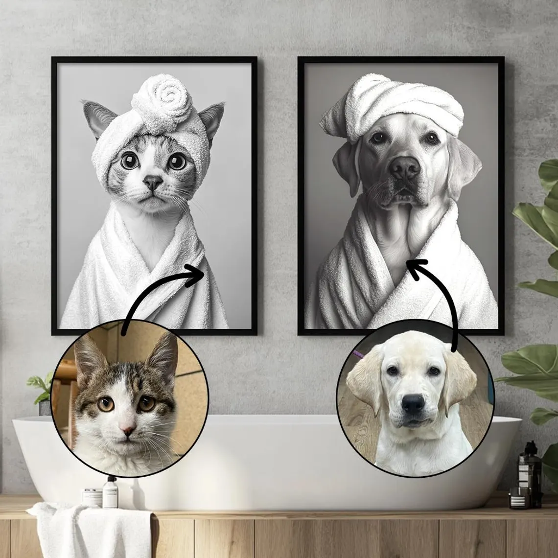 Custom Pet Portrait Photo,Funny Bathroom Art,Dog Reading Newspaper on Toilet,Dog Wall Art,Dog in Toilet,Pet in Bathtub,Personalized pet gift