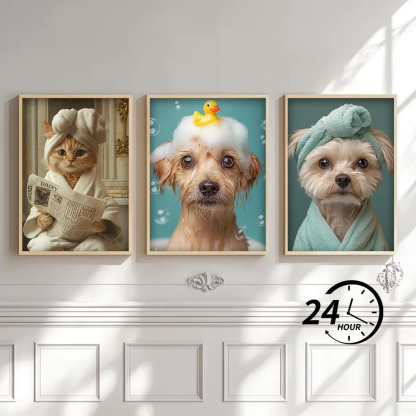 Custom Pet Portrait Photo,Funny Bathroom Art,Dog Reading Newspaper on Toilet,Dog Wall Art,Dog in Toilet,Pet in Bathtub,Personalized pet gift