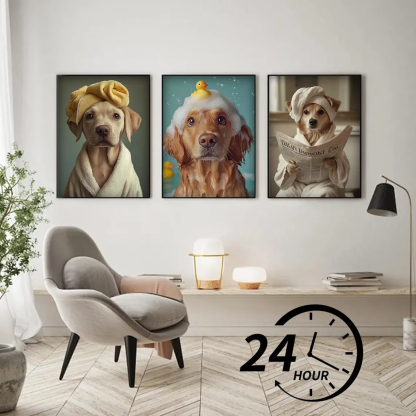 Custom Pet Portrait Photo,Funny Bathroom Art,Dog Reading Newspaper on Toilet,Dog Wall Art,Dog in Toilet,Pet in Bathtub,Personalized pet gift