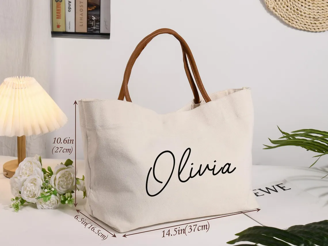 Custom Bridesmaid Tote Bags,Bridesamaid Gift bag With Name,Bridesmaid Beach bag,Wedding bag,Bridal Party Gift,Bride Bag,Beach Tote gift