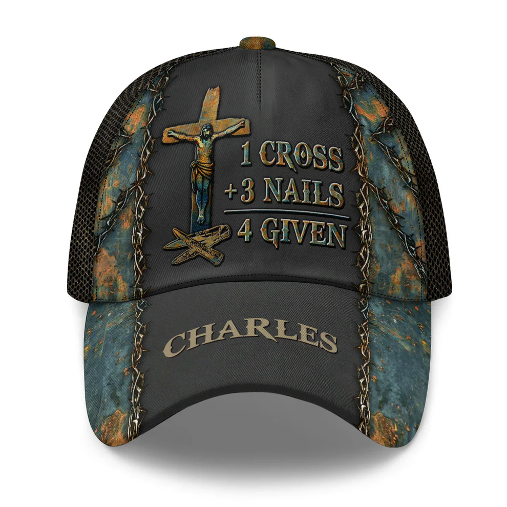 1 Cross 3 Nails 4 Given  Personalized Classic Cap-CP1077