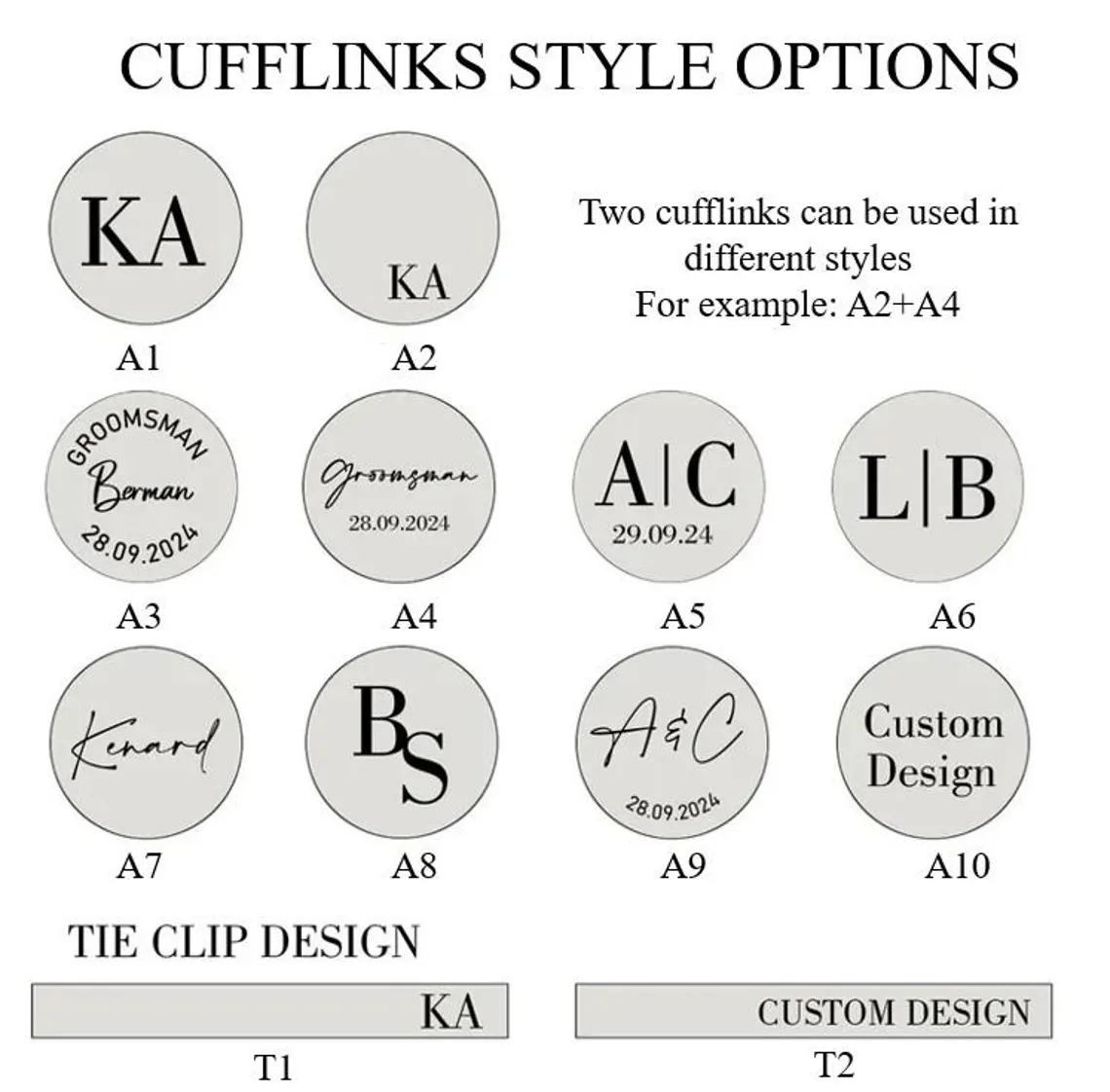 Custom Cufflinks & Tie Clip Set Wedding Gift Personalised Cufflinks for Groom Cufflinks Set Groomsman Custom Round Cufflinks Best Man Gift