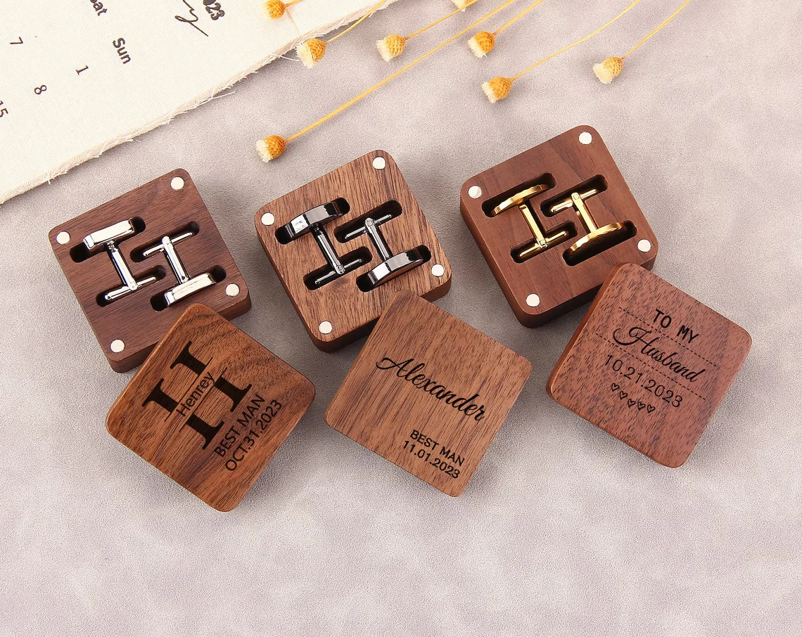 Custom Cufflinks & Tie Clip Set Wedding Gift Personalised Cufflinks for Groom Cufflinks Set Groomsman Custom Round Cufflinks Best Man Gift