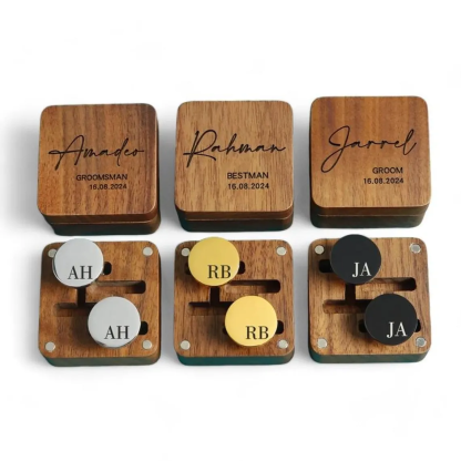 Custom Cufflinks & Tie Clip Set Wedding Gift Personalised Cufflinks for Groom Cufflinks Set Groomsman Custom Round Cufflinks Best Man Gift