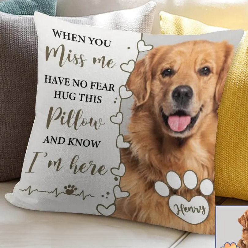 Dog Memorial Pillow,Pet Memorial Gift,Custom Loss of Pet Sympathy Gift with Pet's Picture,Pet Loss Gift,gift for dog cat lover,best dog