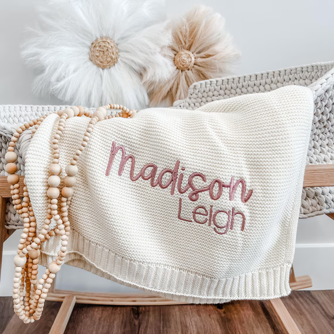 Soft Baby Name Blanket, Embroidered Baby Name, Cotton Baby Blanket, Personalized Baby Blanket, Newborn Name Blankie, Infant Girl Blanket