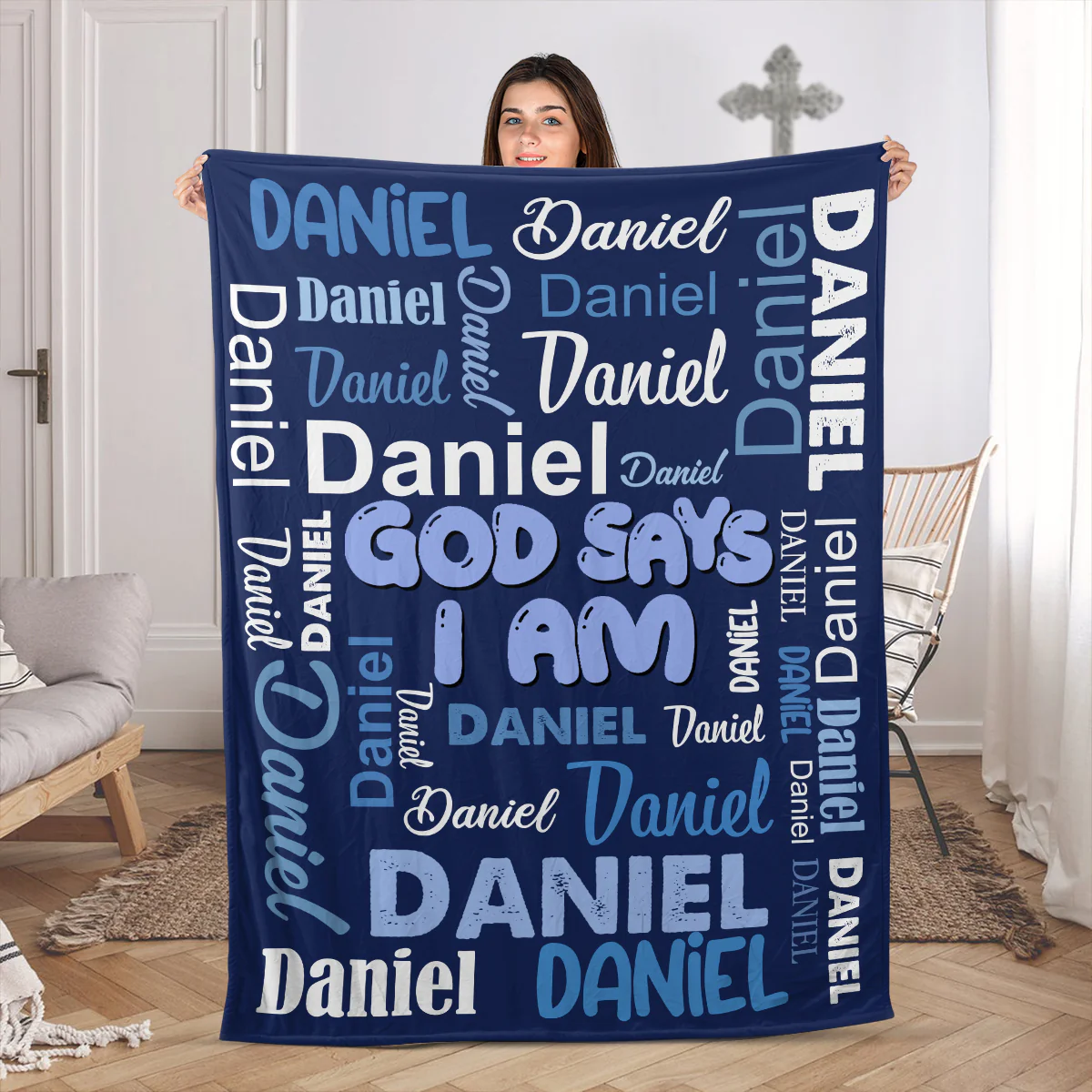 God Says I Am | Personalized Fleece Blanket BK1003