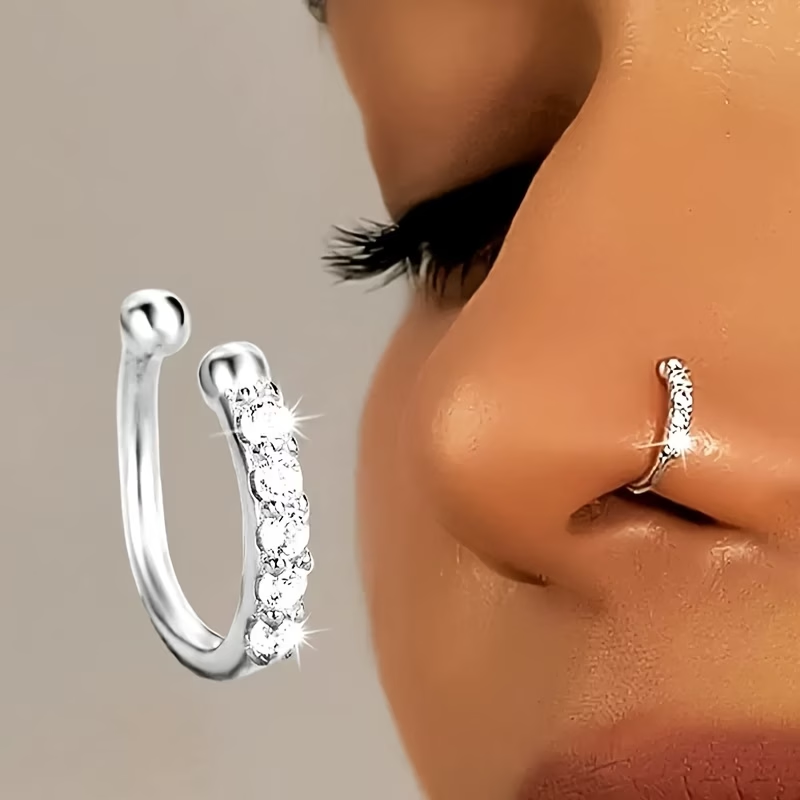Sparkling Crystal No-Piercing Nose Cuff (Pair)