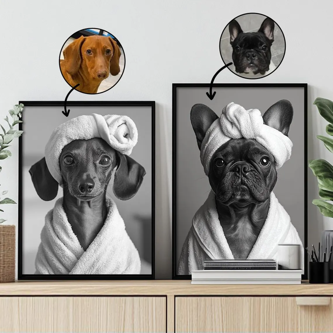 Custom Pet Portrait Photo,Funny Bathroom Art,Dog Reading Newspaper on Toilet,Dog Wall Art,Dog in Toilet,Pet in Bathtub,Personalized pet gift