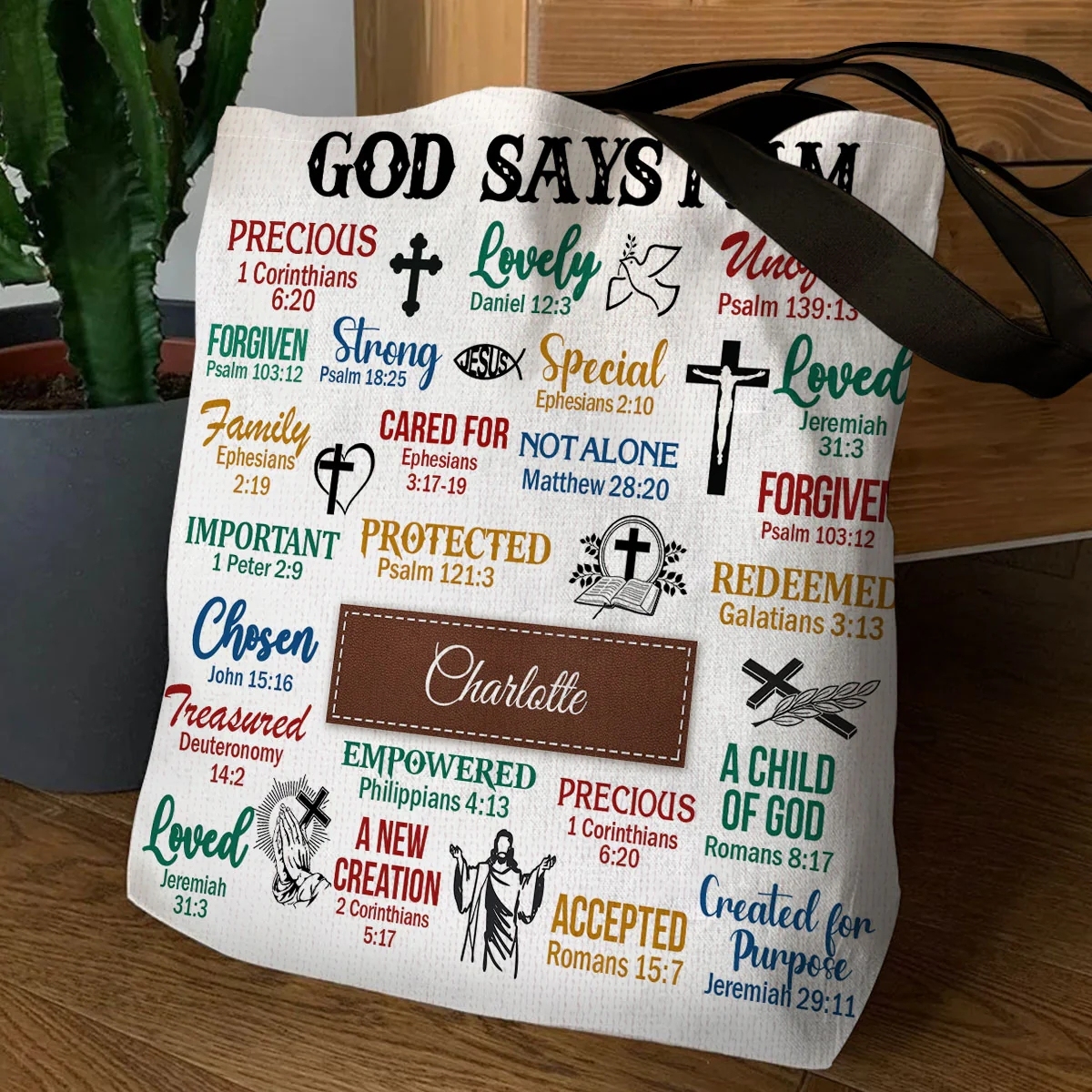 Christian Gifts For Religious Woman | What God Says About You | Meaningful Personalized Tote Bag