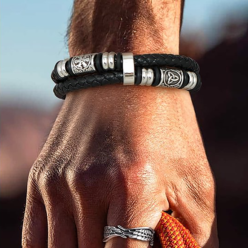 Celtic Knot and Vegvisir compass viking bracelet