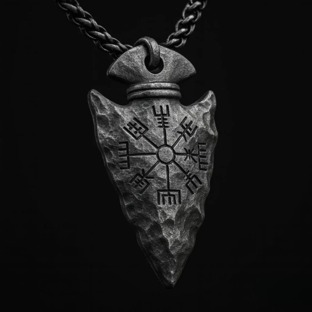 Odin's Spear Necklace with Vegvisir Symbol
