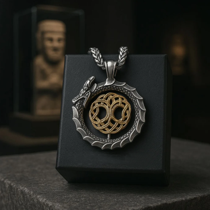 Jormungandr Surrounds Yggdrasil Rotating Pendant