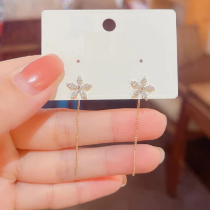 Floral Threader Diamond Earrings
