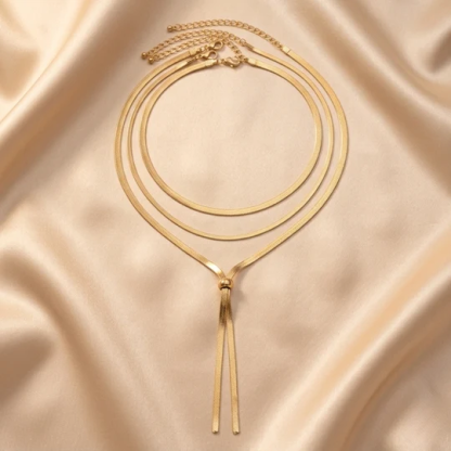 Long Y-shaped herringbone necklace