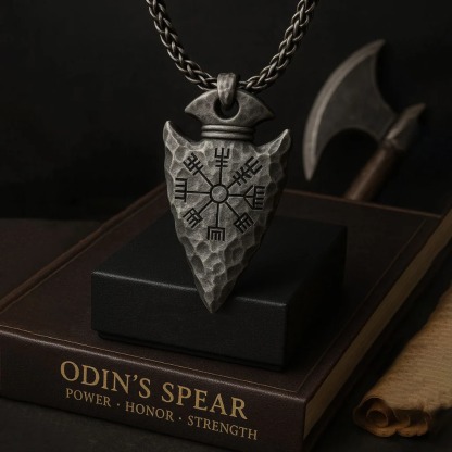 Odin's Spear Necklace with Vegvisir Symbol