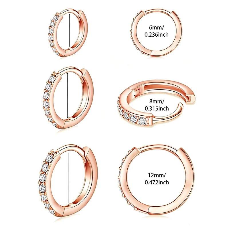 Paved Zircon Huggie Hoop Earring Set for Women