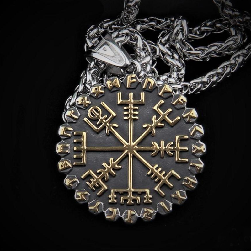 Vegvisir & Aegishjalmur 2 Sides Runic Necklace