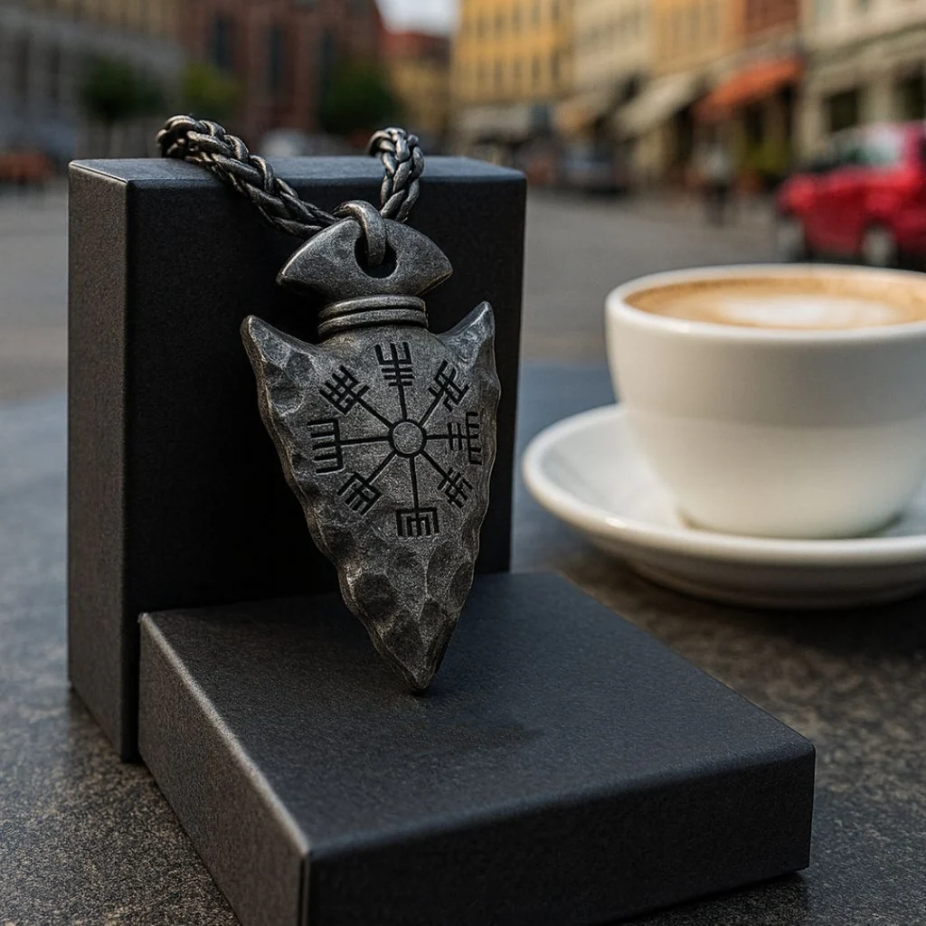 Odin's Spear Necklace with Vegvisir Symbol