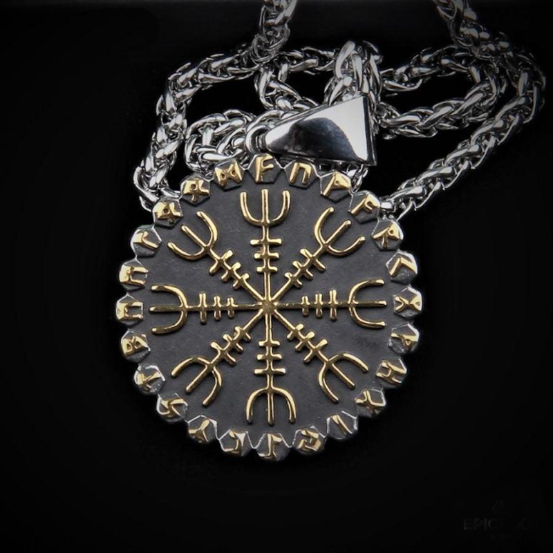 Vegvisir & Aegishjalmur 2 Sides Runic Necklace
