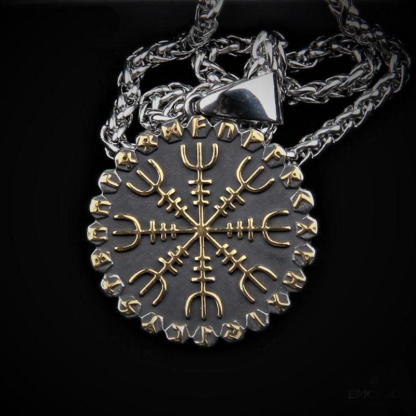 Vegvisir & Aegishjalmur 2 Sides Runic Necklace