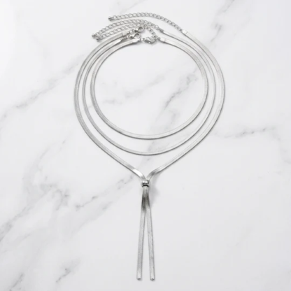 Long Y-shaped herringbone necklace